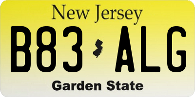 NJ license plate B83ALG