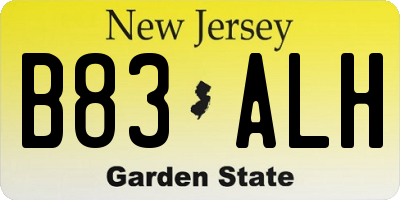 NJ license plate B83ALH