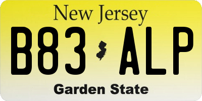 NJ license plate B83ALP