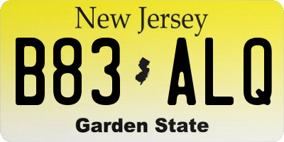 NJ license plate B83ALQ