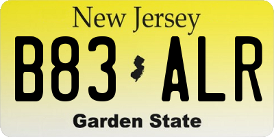 NJ license plate B83ALR