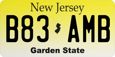 NJ license plate B83AMB