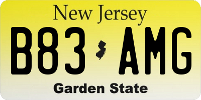 NJ license plate B83AMG