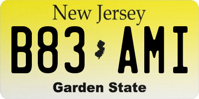 NJ license plate B83AMI