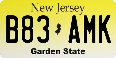 NJ license plate B83AMK