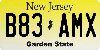 NJ license plate B83AMX