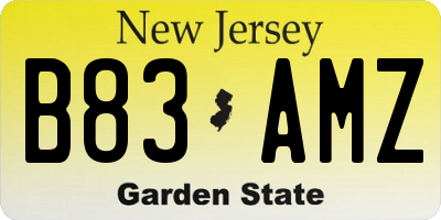 NJ license plate B83AMZ