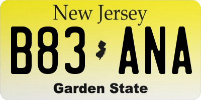 NJ license plate B83ANA
