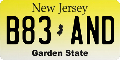 NJ license plate B83AND