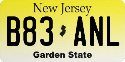 NJ license plate B83ANL