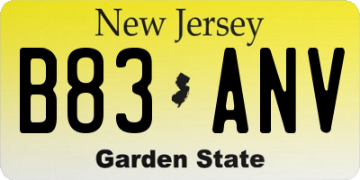 NJ license plate B83ANV