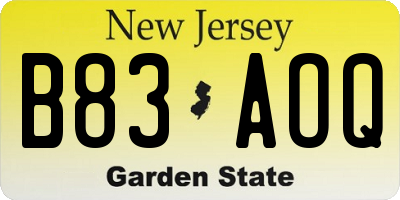 NJ license plate B83AOQ