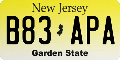 NJ license plate B83APA