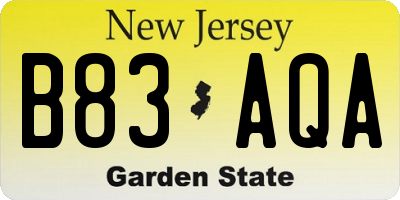 NJ license plate B83AQA