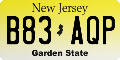 NJ license plate B83AQP
