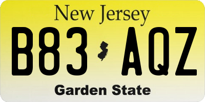 NJ license plate B83AQZ