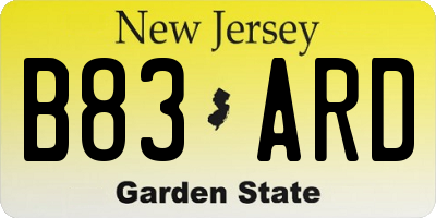 NJ license plate B83ARD