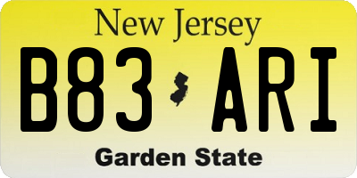 NJ license plate B83ARI