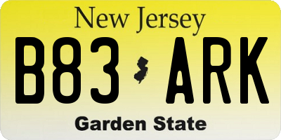 NJ license plate B83ARK