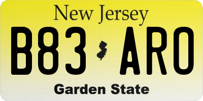 NJ license plate B83ARO