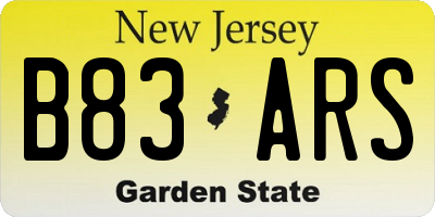 NJ license plate B83ARS