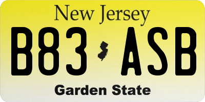 NJ license plate B83ASB