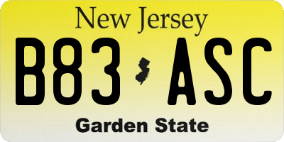 NJ license plate B83ASC