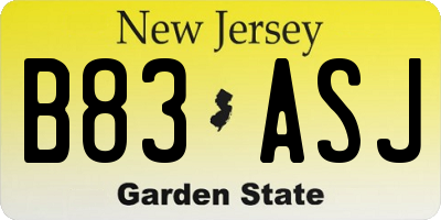 NJ license plate B83ASJ