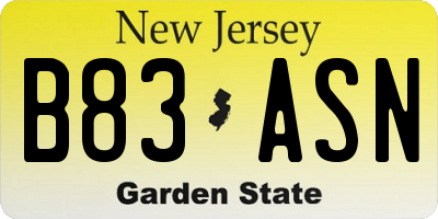 NJ license plate B83ASN
