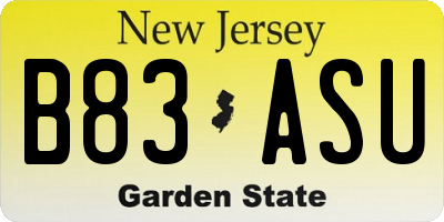 NJ license plate B83ASU