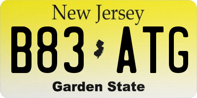 NJ license plate B83ATG