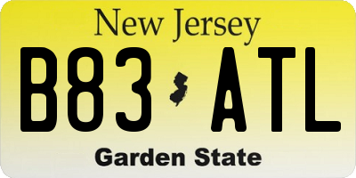 NJ license plate B83ATL
