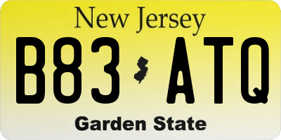 NJ license plate B83ATQ