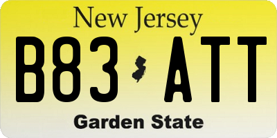 NJ license plate B83ATT