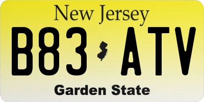 NJ license plate B83ATV