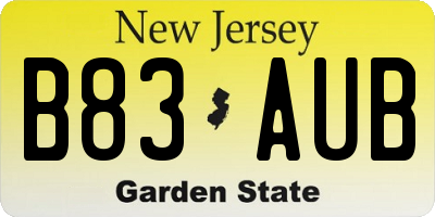 NJ license plate B83AUB