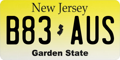 NJ license plate B83AUS