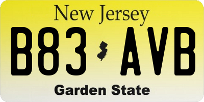 NJ license plate B83AVB