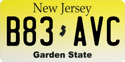 NJ license plate B83AVC