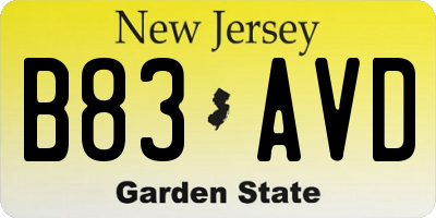 NJ license plate B83AVD