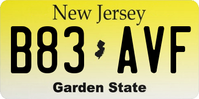 NJ license plate B83AVF