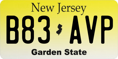 NJ license plate B83AVP