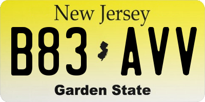NJ license plate B83AVV