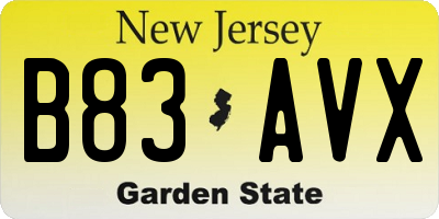 NJ license plate B83AVX