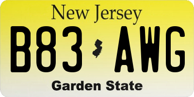 NJ license plate B83AWG