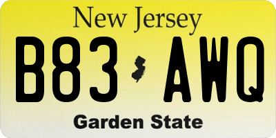 NJ license plate B83AWQ