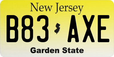 NJ license plate B83AXE