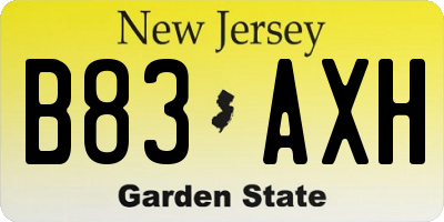 NJ license plate B83AXH