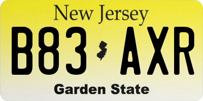 NJ license plate B83AXR