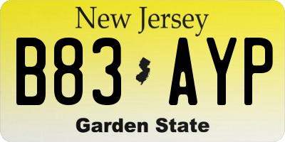 NJ license plate B83AYP
